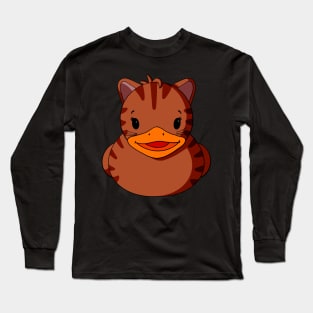 Ginger Tabby Cat Rubber Duck Long Sleeve T-Shirt